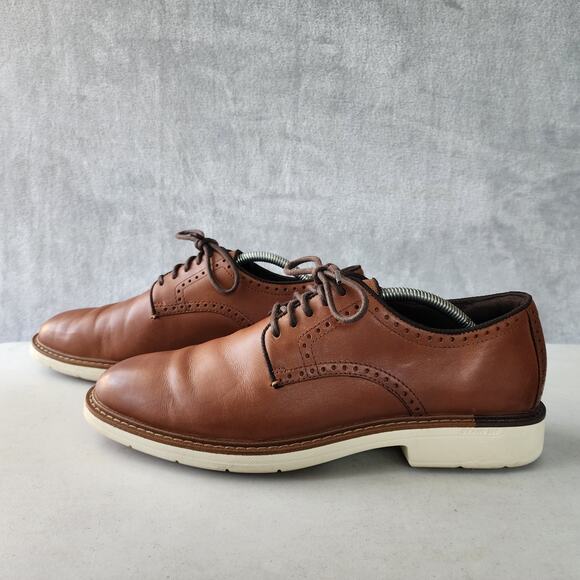 Cole Haan Dress Shoes Mens Size 10 Oxford Go To Plain Toe British Tan Leather - Picture 7 of 11
